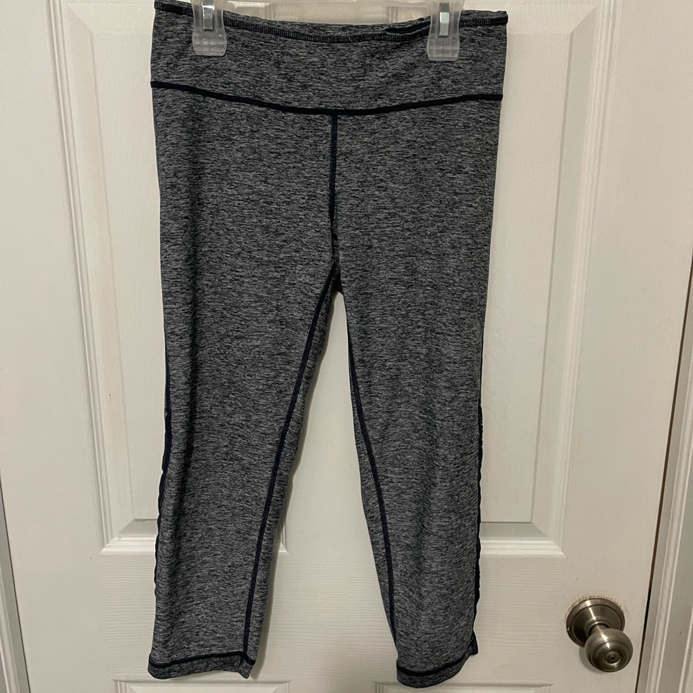 Zella Women's Blue Gray Athletic Yoga Capri Size S Running Gym Workout Mesh